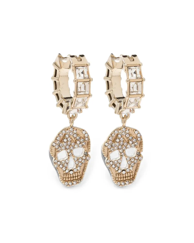 Alexander McQueen Pavé Skull Hoop Earrings Gold
