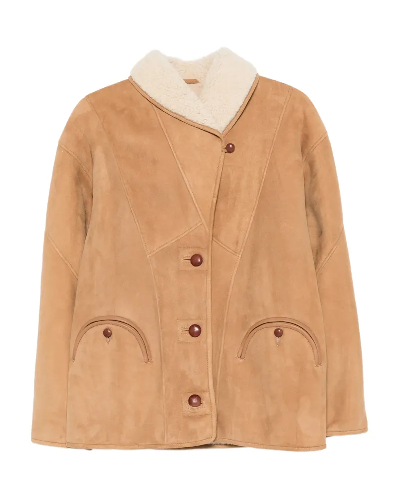 Blazé Milano Button-up Suede Jacket Brown
