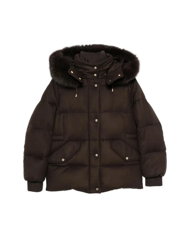 MOORER Attica Fur-trim Hooded Jacket Brown