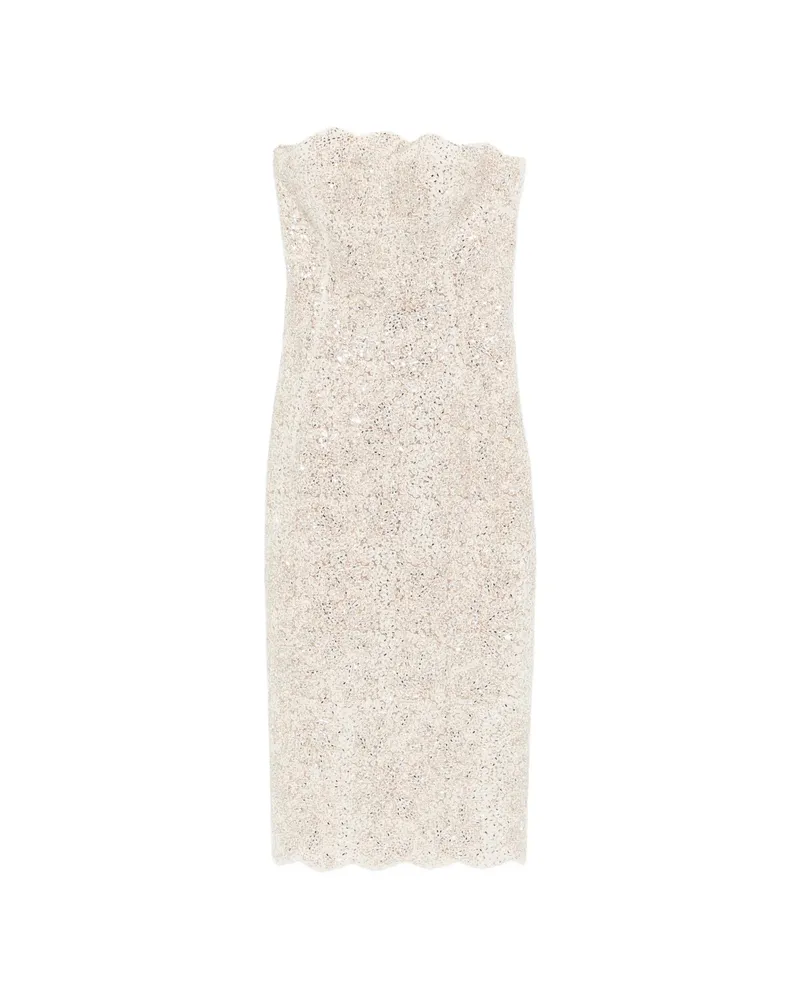 Ermanno Scervino Strapless Midi Dress Neutrals