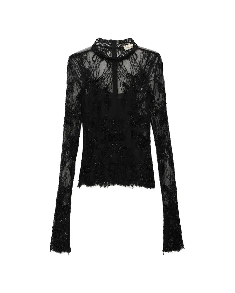 Blumarine Embroidered Lace Sweater Black