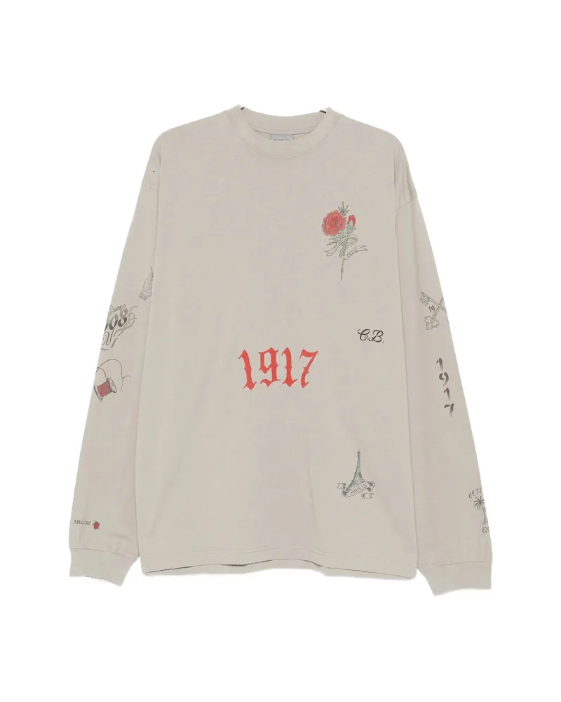 Balenciaga Graphic-print T-shirt Grey