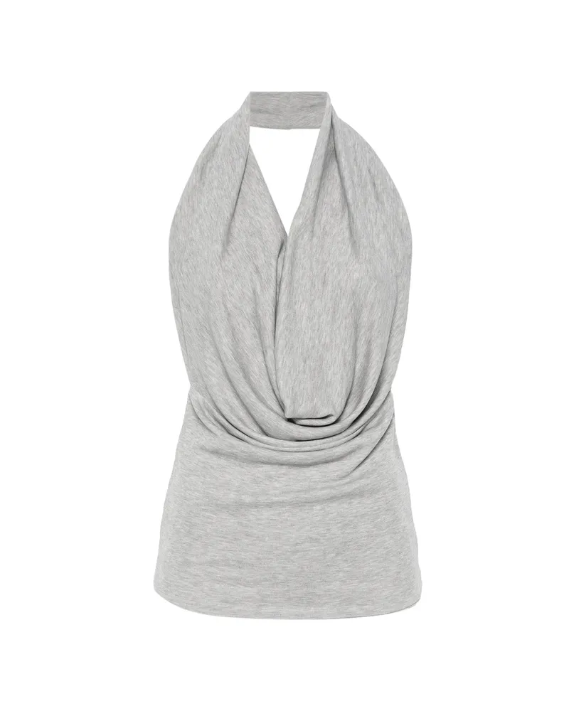 Aya Muse Draped Halterneck Top Grey