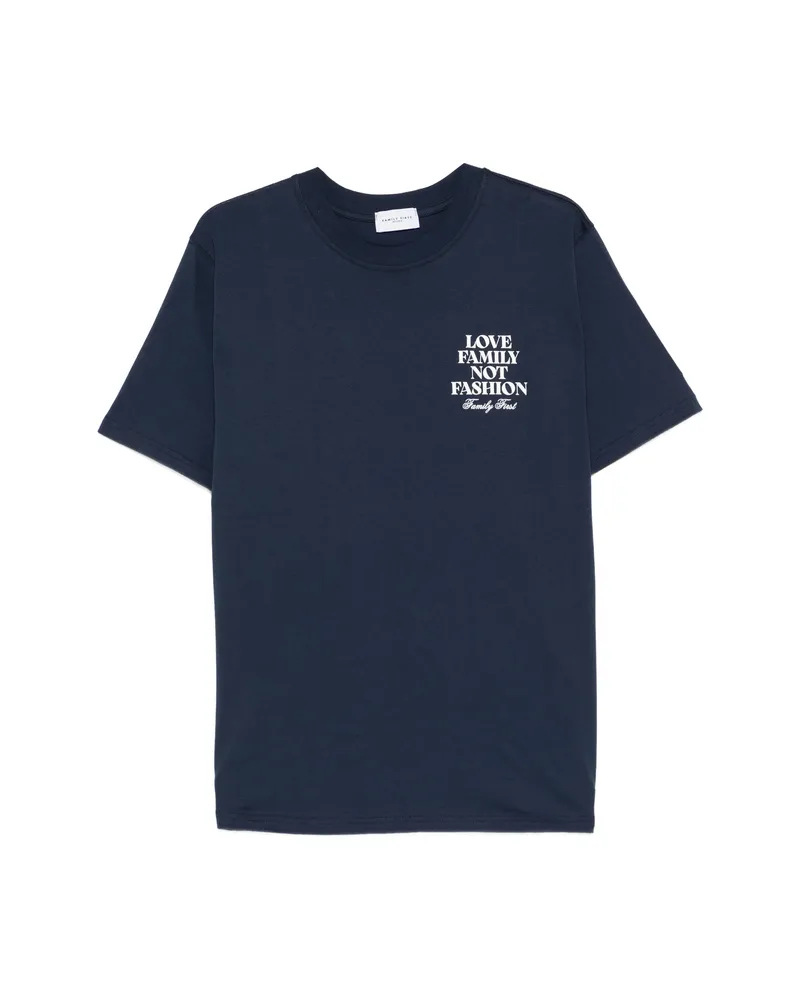 Family First Short-sleeve Lettering T-shirt Blue