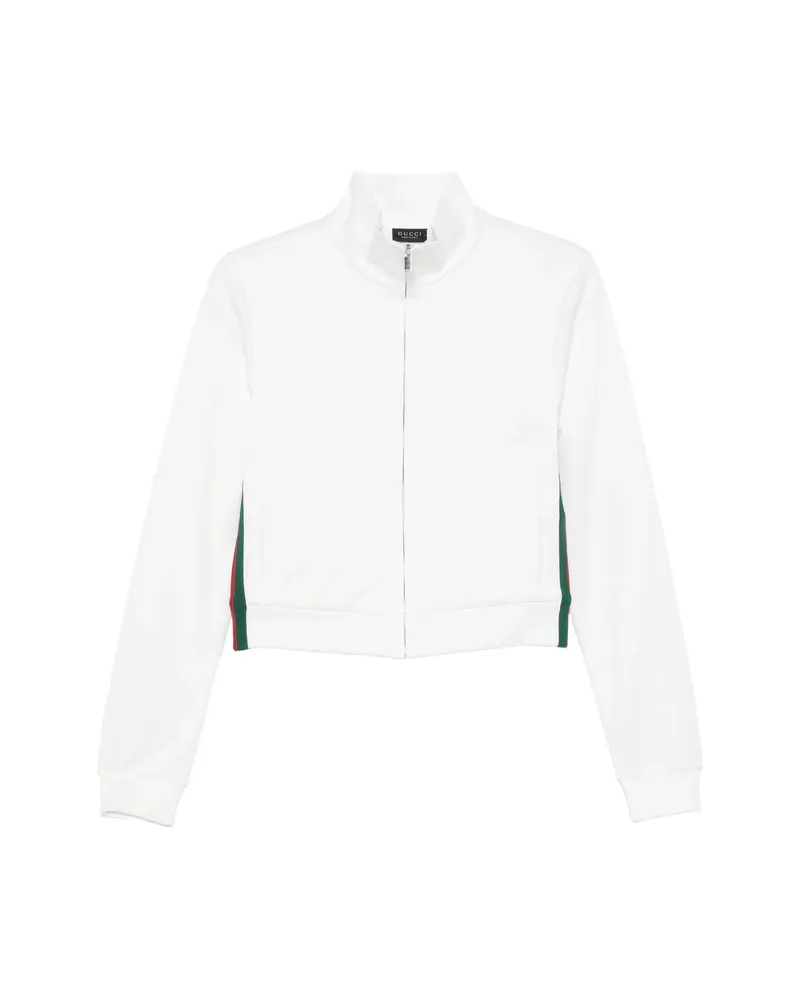 Gucci Web-stripe Zip-up Cardigan White