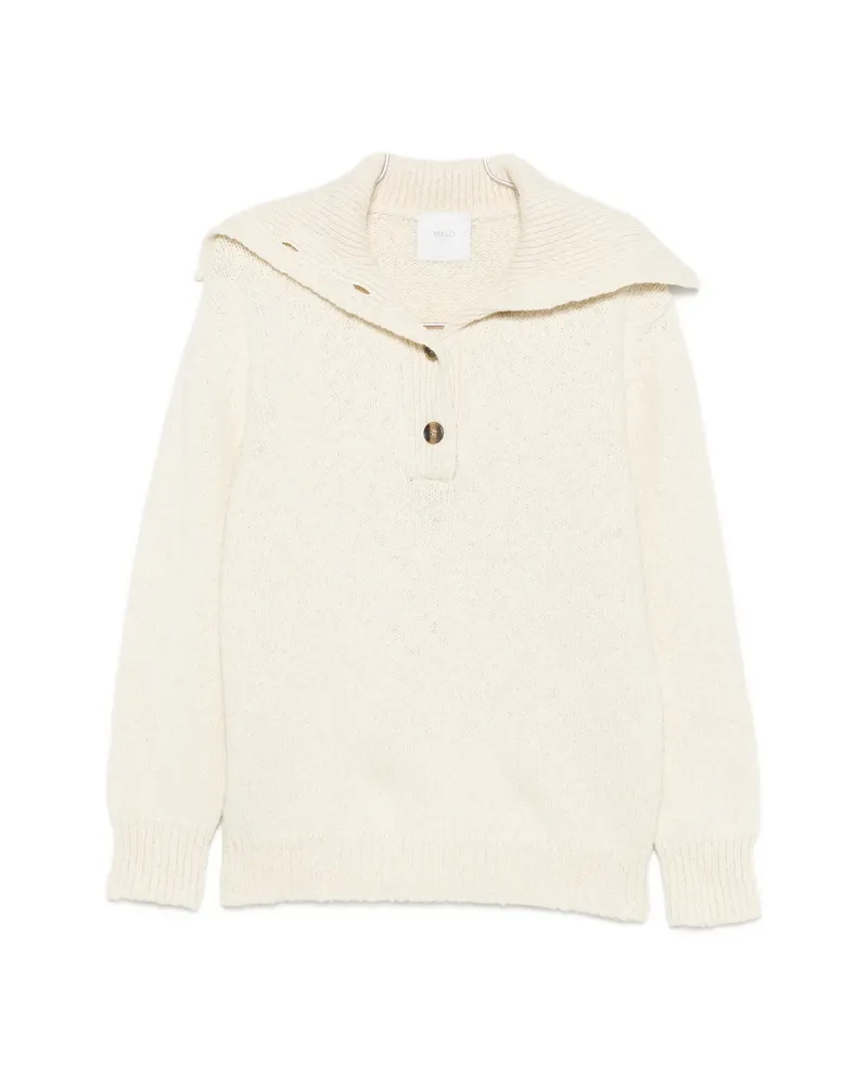 Malo Button-up Sailor-collar Knit Neutrals