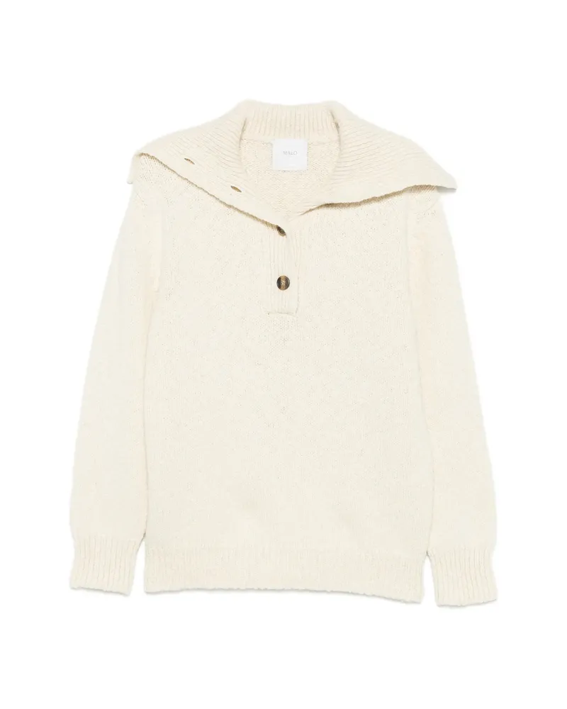 Malo Button-up Sailor-collar Knit Neutrals