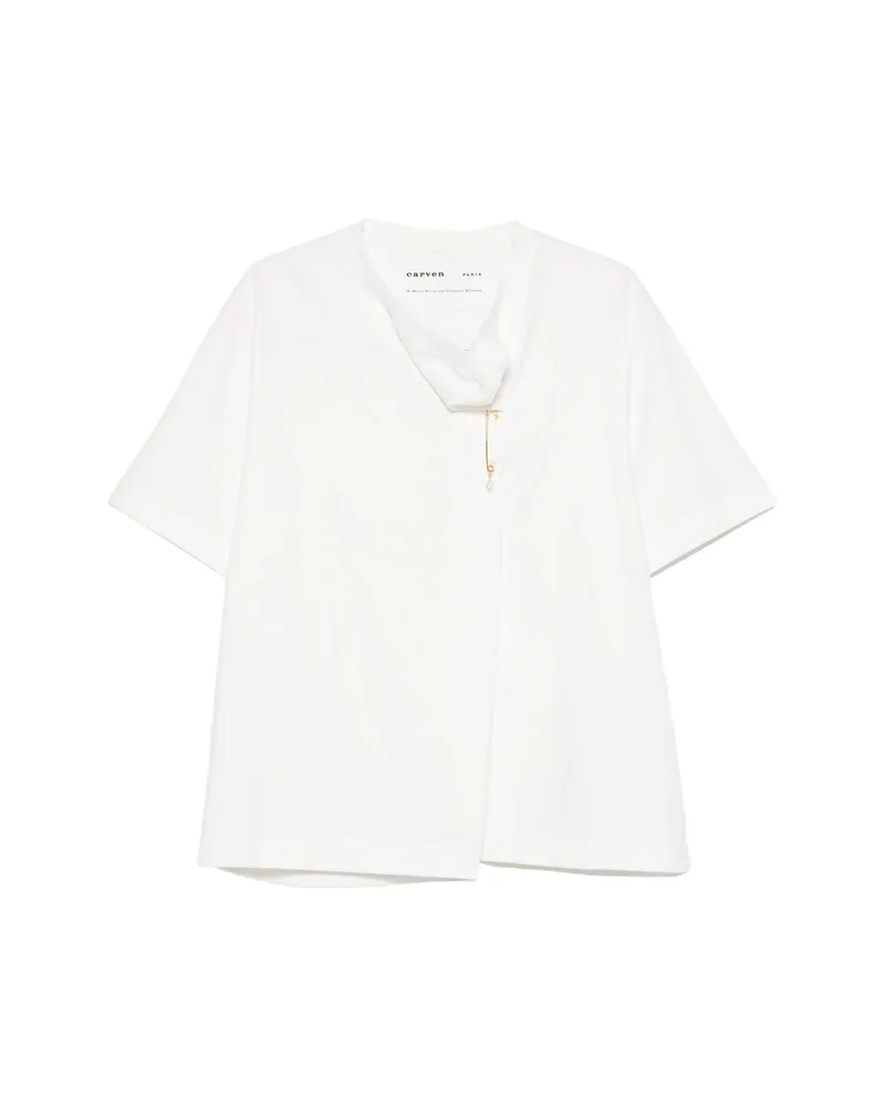Carven Draped-detail T-shirt White