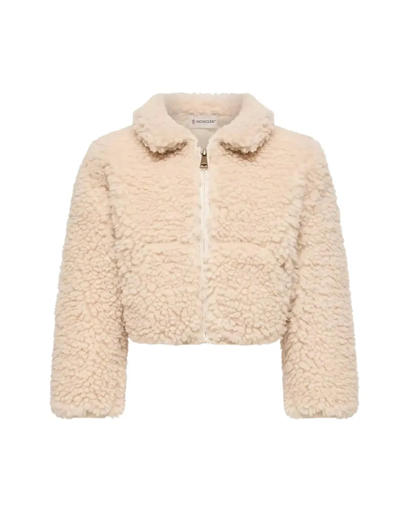 Moncler Logo-patch Faux-shearling Jacket Neutrals