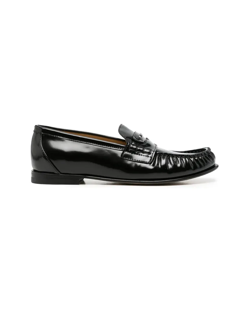 Fendi Scrunch Logo-plaque Gathered Loafers Black