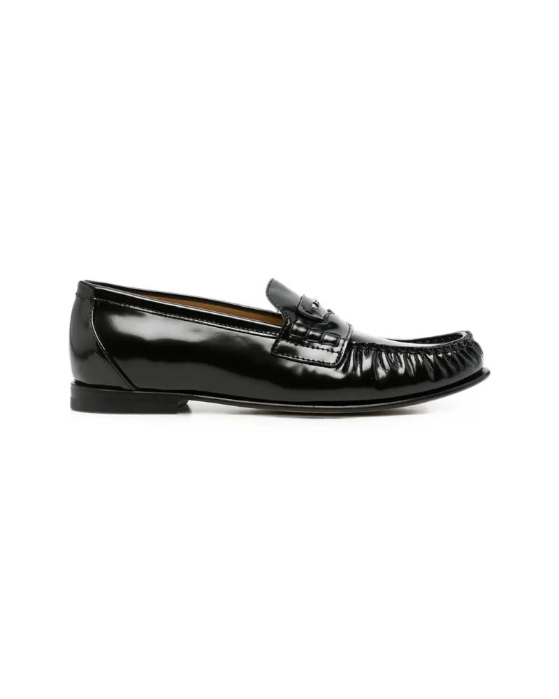 Fendi Scrunch Logo-plaque Gathered Loafers Black
