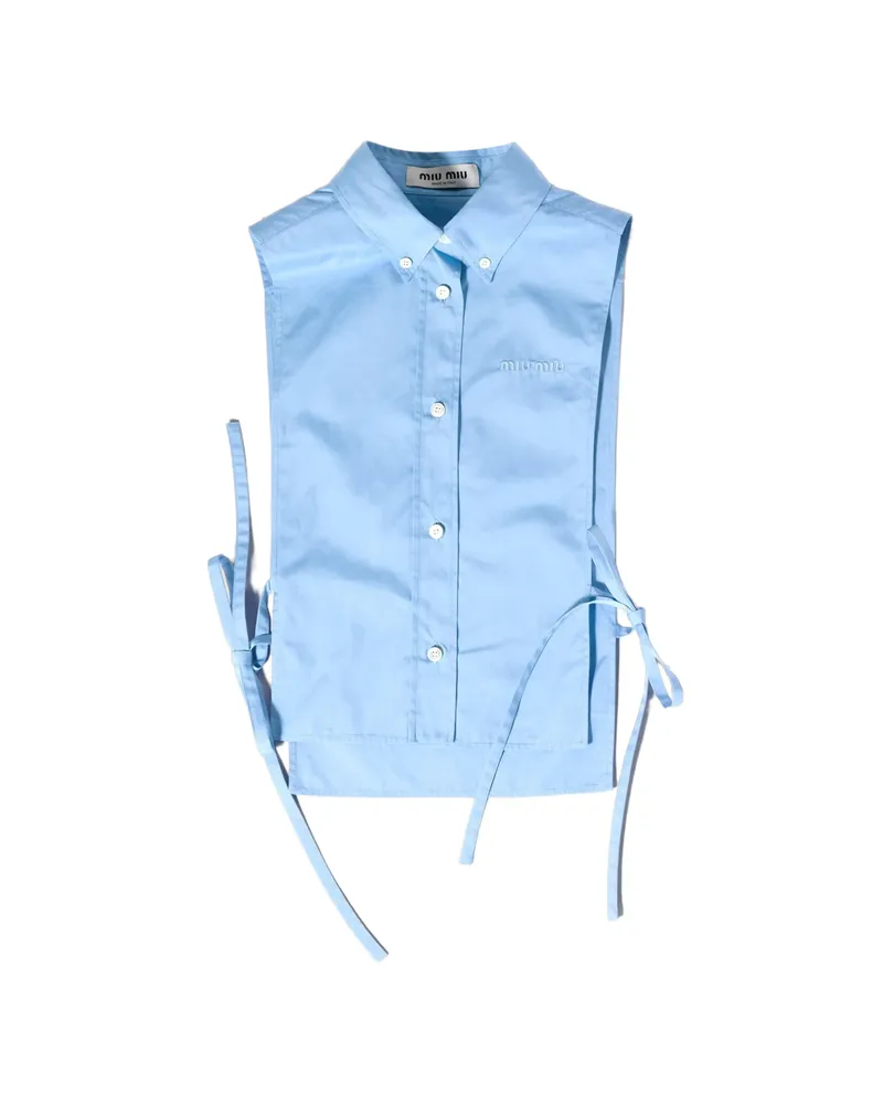 Miu Miu Tie Side Sleeveless Shirt Blue