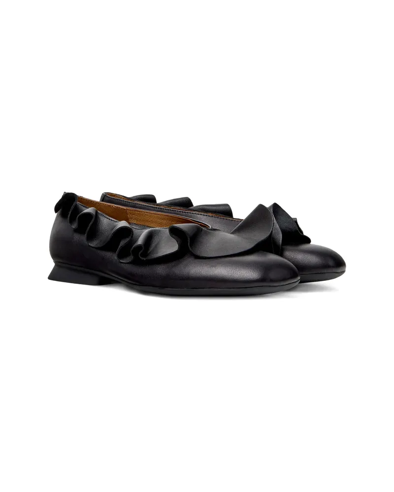 Camper Casi Myra Ruffled Ballerinas Black