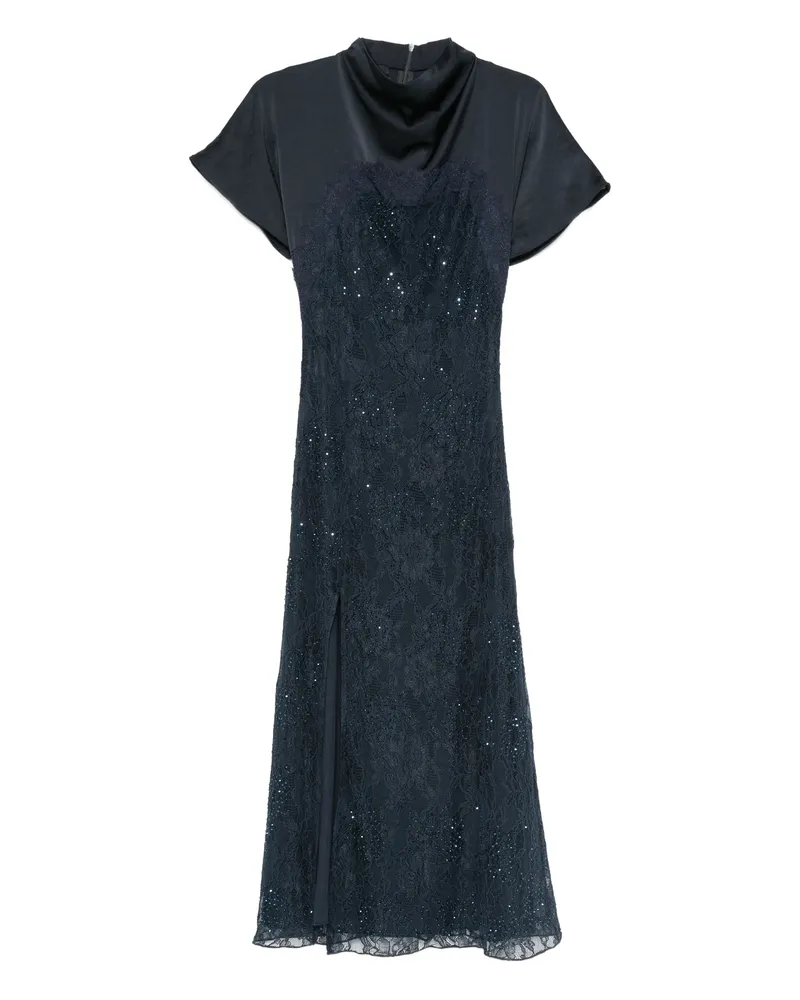 Pinko Floral-lace Sequin Dress Blue