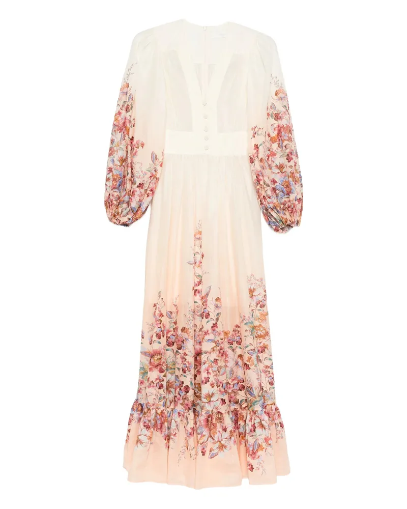 Zimmermann Awaken Plunge Maxi Dress Neutrals