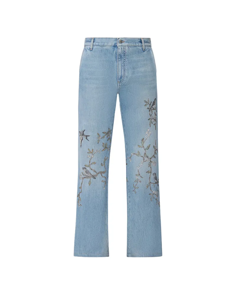 Amiri Floral-embellished Jeans Blue