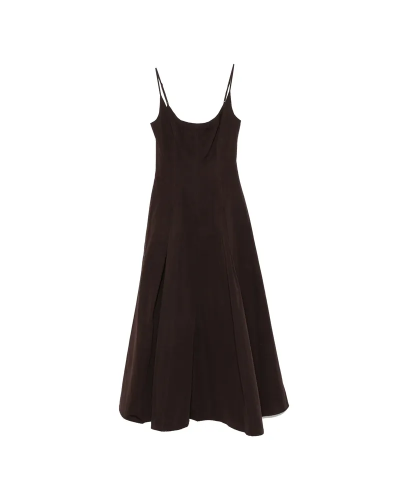 STAUD Jill Panneled Flared Dress Brown