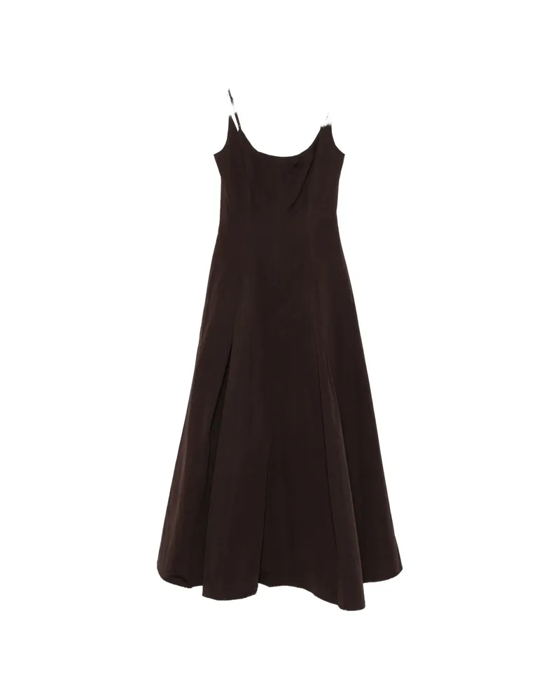STAUD Jill Panneled Flared Dress Brown