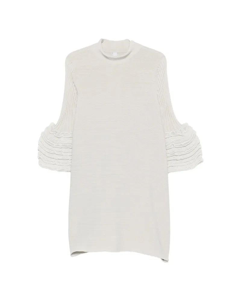 CFCL Ruffled Bell-sleeve Mini Dress Neutrals