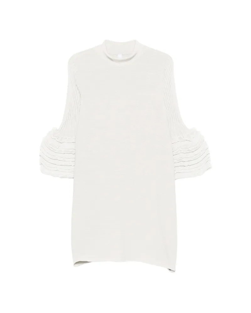 CFCL Ruffled Bell-sleeve Mini Dress Neutrals