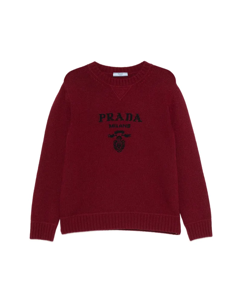 Prada Logo-detail Ribbed-knit Sweater Red