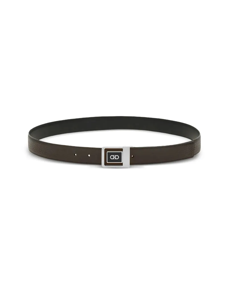Ferragamo Reversible Geometric Buckle Belt Brown