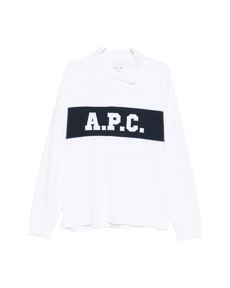 A.P.C. A. p.c. Logo-print Long-sleeve Polo Shirt White