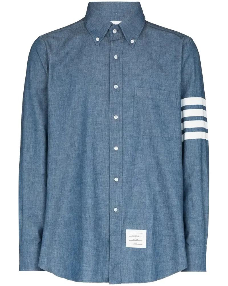 Thom Browne 4-Bar Straight-Fit Chambray Shirt Blue