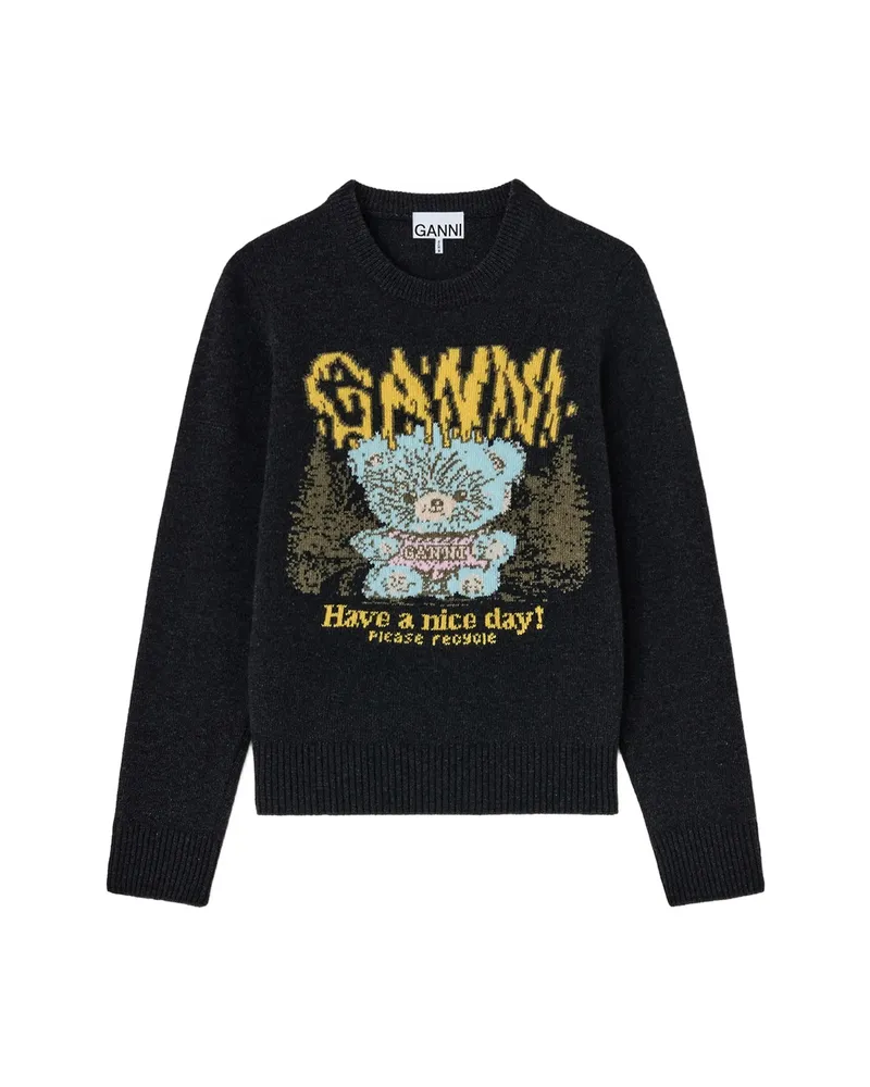 Ganni Jumper With Forest Teddy Black