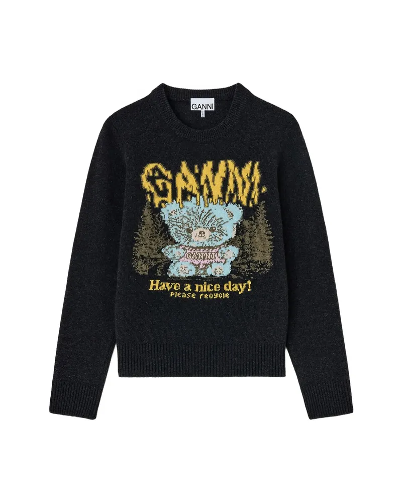 Ganni Sweater With Forest Teddy Black