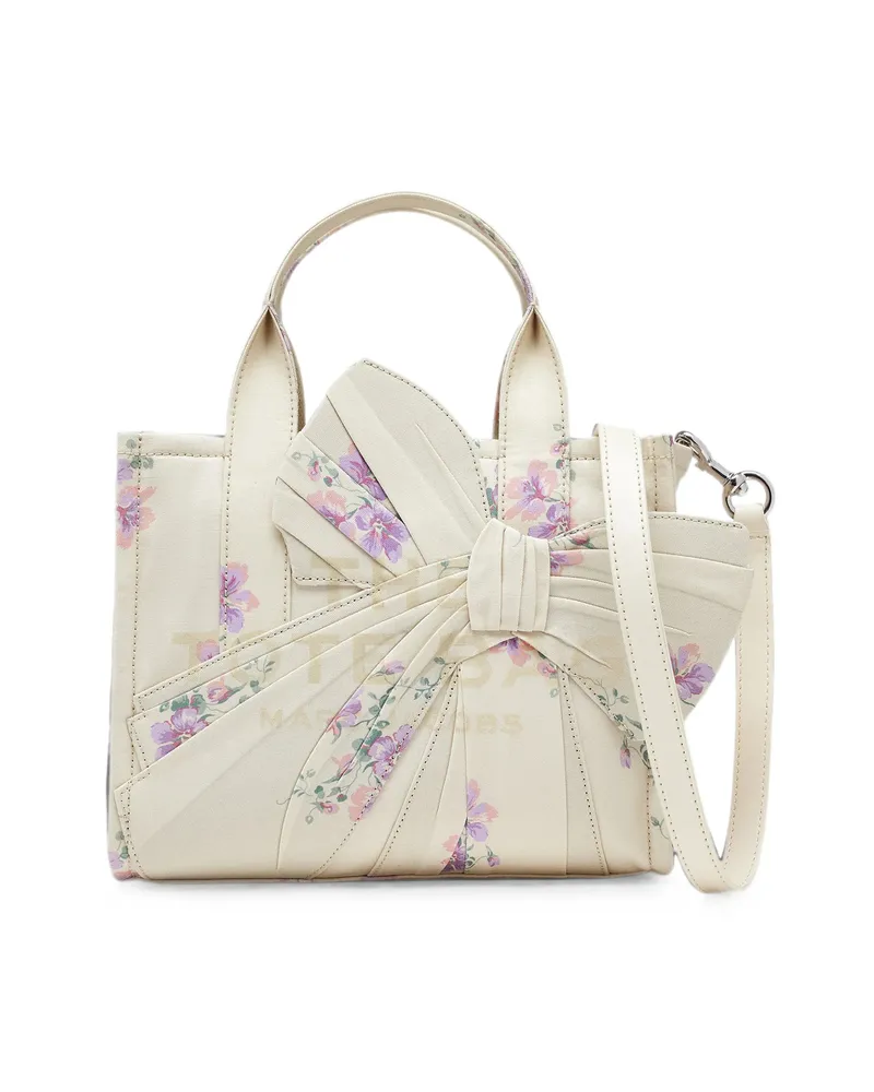 Marc Jacobs SMALL TOTE IN ANTIQUE FLORAL CANVAS WITH OVERSIZED BOW Neutrals
