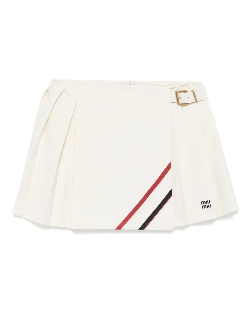 Miu Miu Pleated Mini Skirt Neutrals