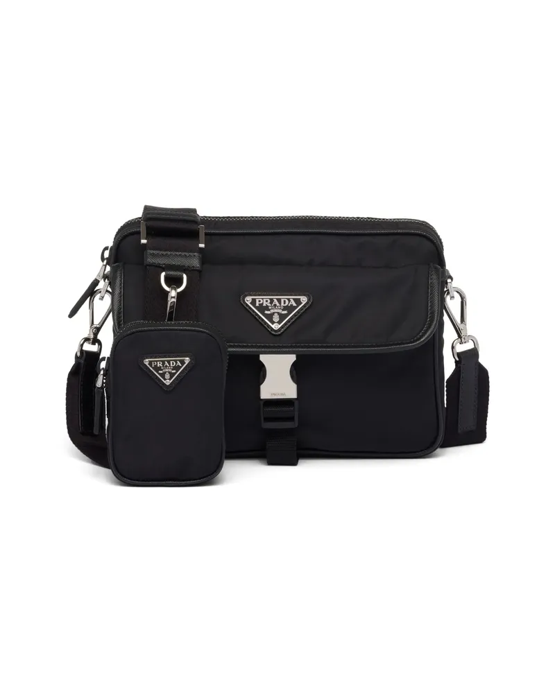 Prada Logo-plaque Messenger Bag Black