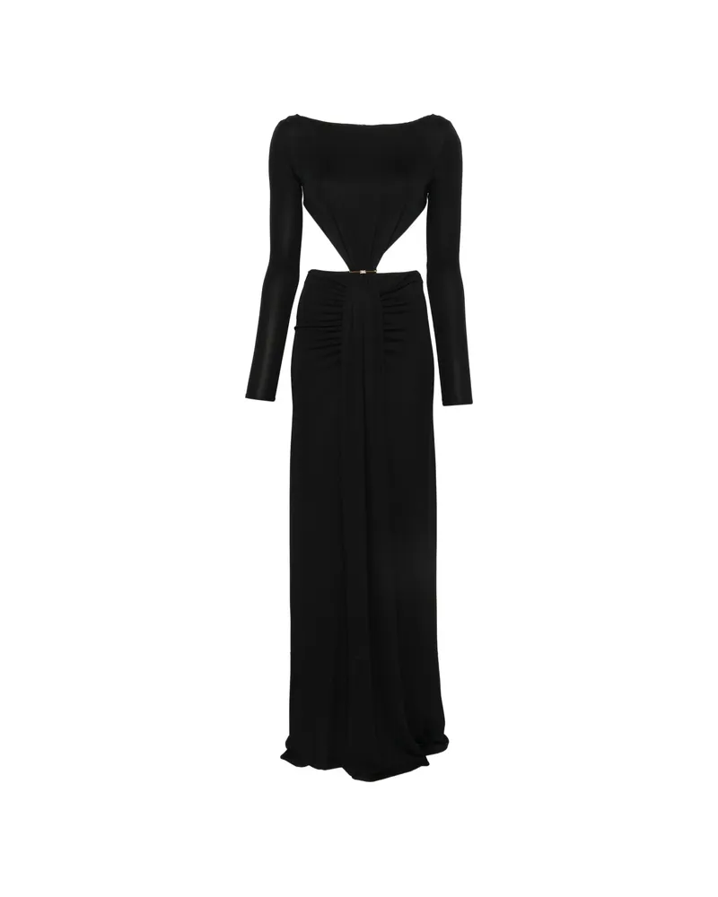 Elisabetta Franchi Cut-out Ruched-detail Maxi Dress Black