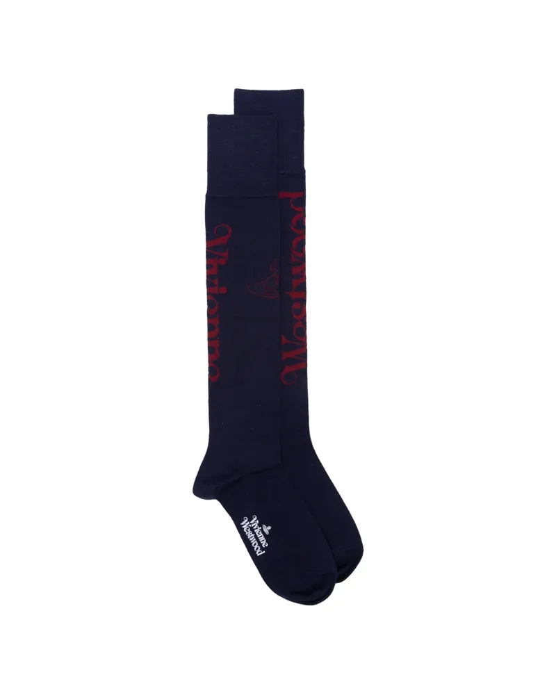Vivienne Westwood Half Logo High Socks Blue