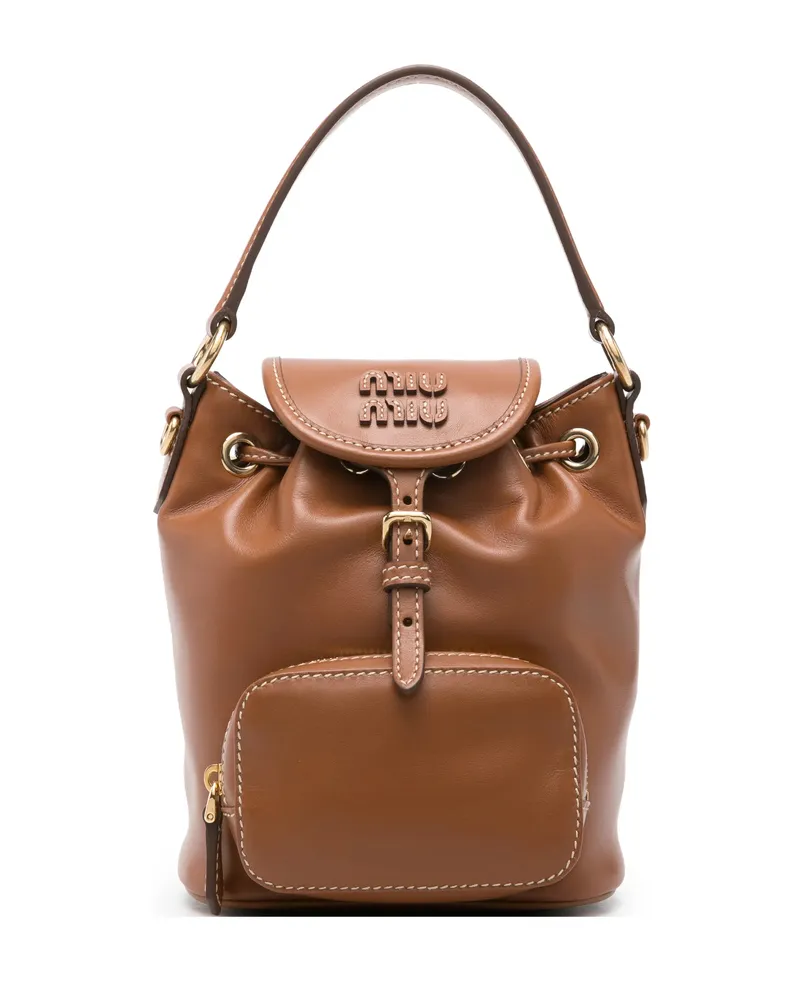 Miu Miu Logo Flap-top Mini Bag Brown