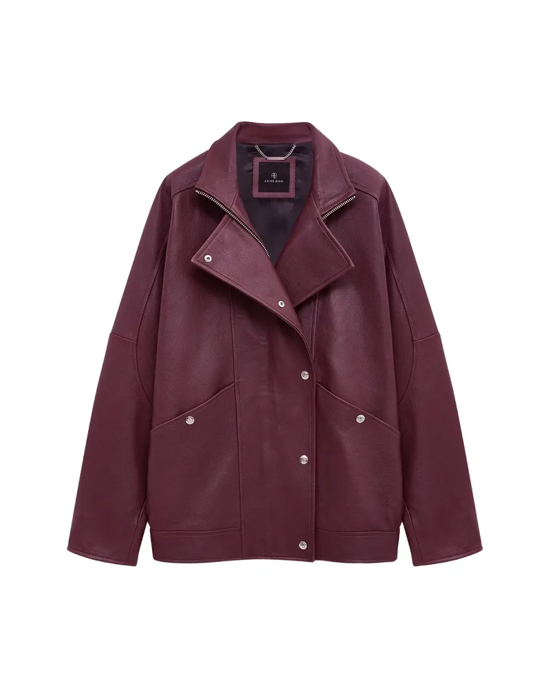 Anine Bing Sandy Jacket - Burgundy Leather Red