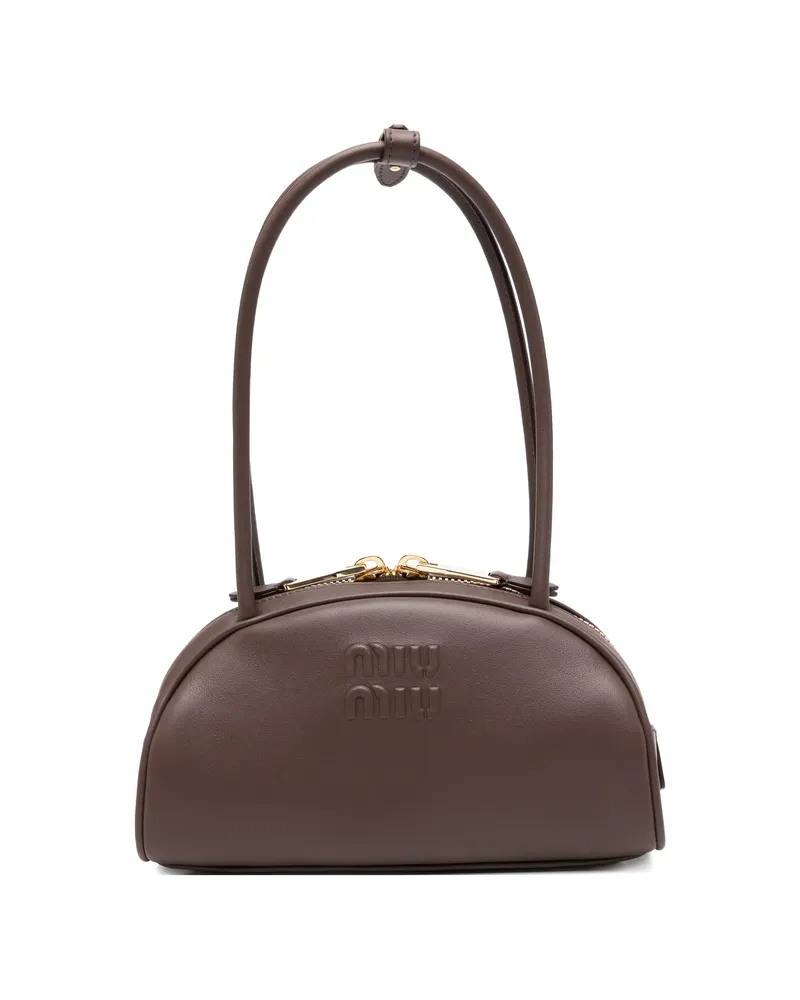 Miu Miu Beau Embossed Tote Bag Brown