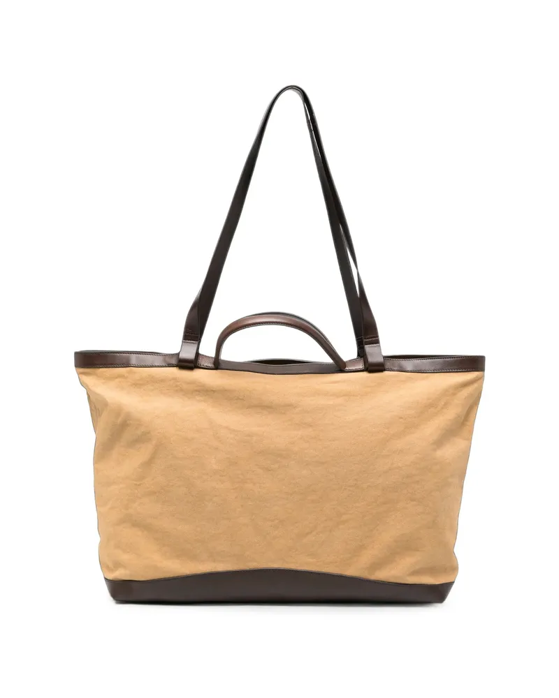 Dries van Noten Leather-trimmed Tote Bag Neutrals
