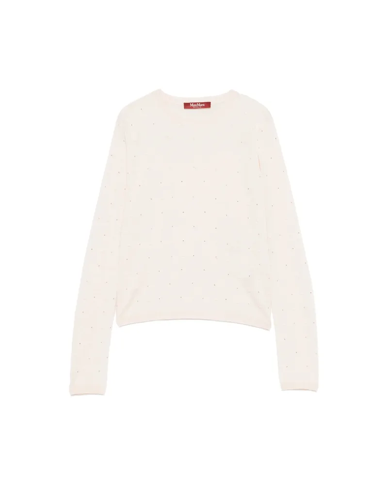 Max Mara Mstcelebre Crystal-embellished Polka-dot T-shirt Neutrals