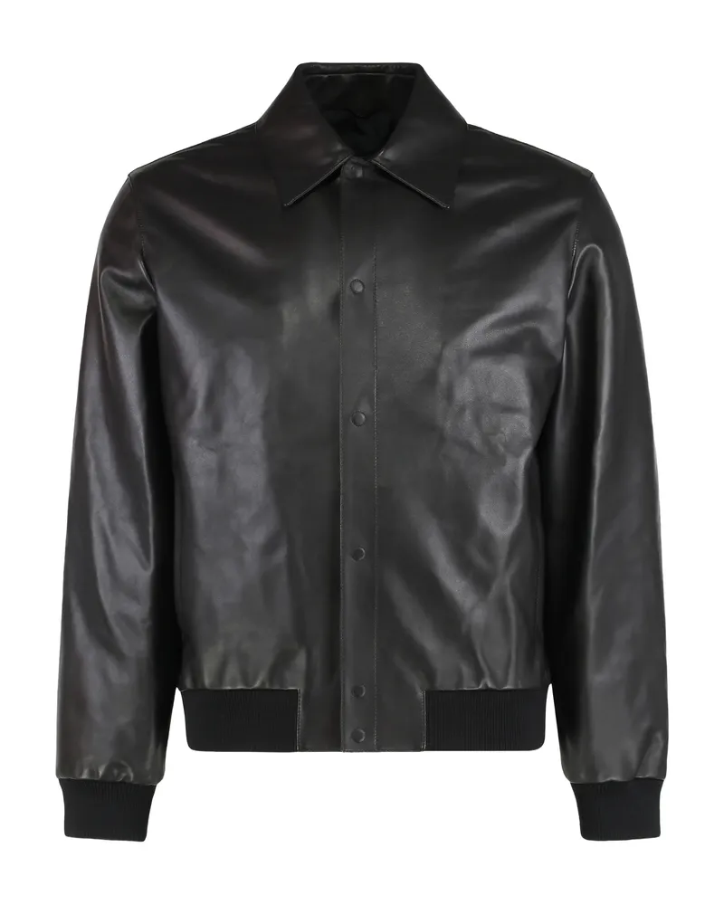 Fendi Leather Blouson Jacket Black