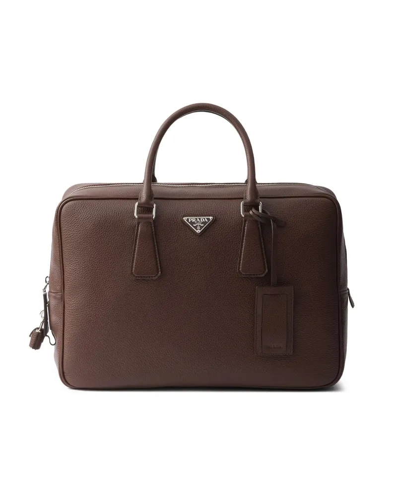 Prada Structured Briefcase Brown