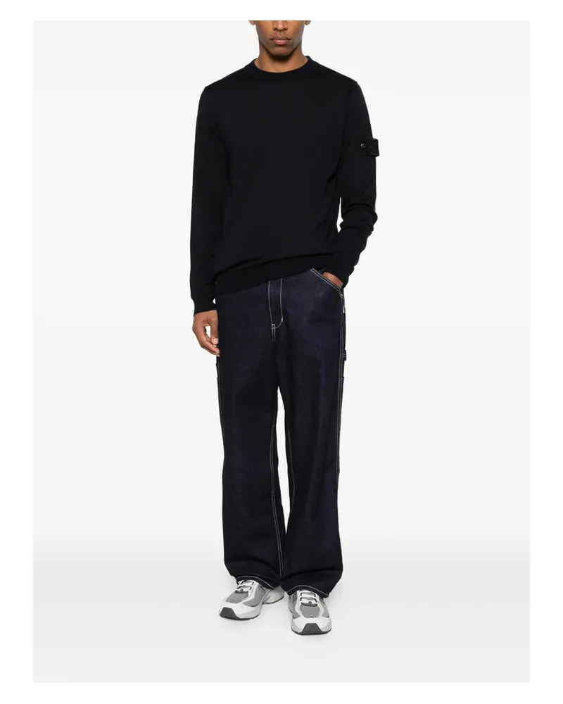 Stone Island Logo-patch Crew-neck Sweater Blue