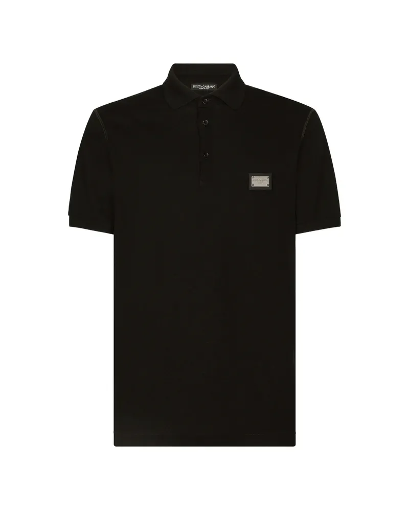 Dolce & Gabbana Cotton Piqué Polo-shirt With Branded Tag Black