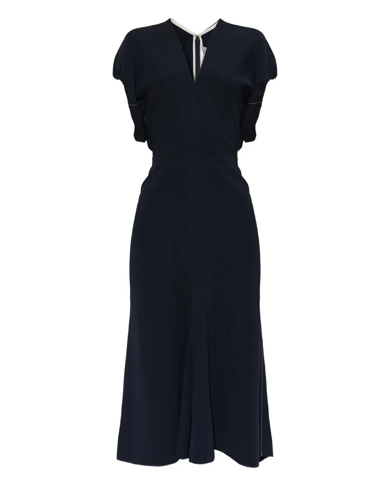 Victoria Beckham V-neck Midi Dress Blue