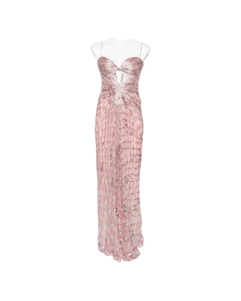 Maria Lucia Hohan Plissé-effect Cutout Maxi Dress Pink
