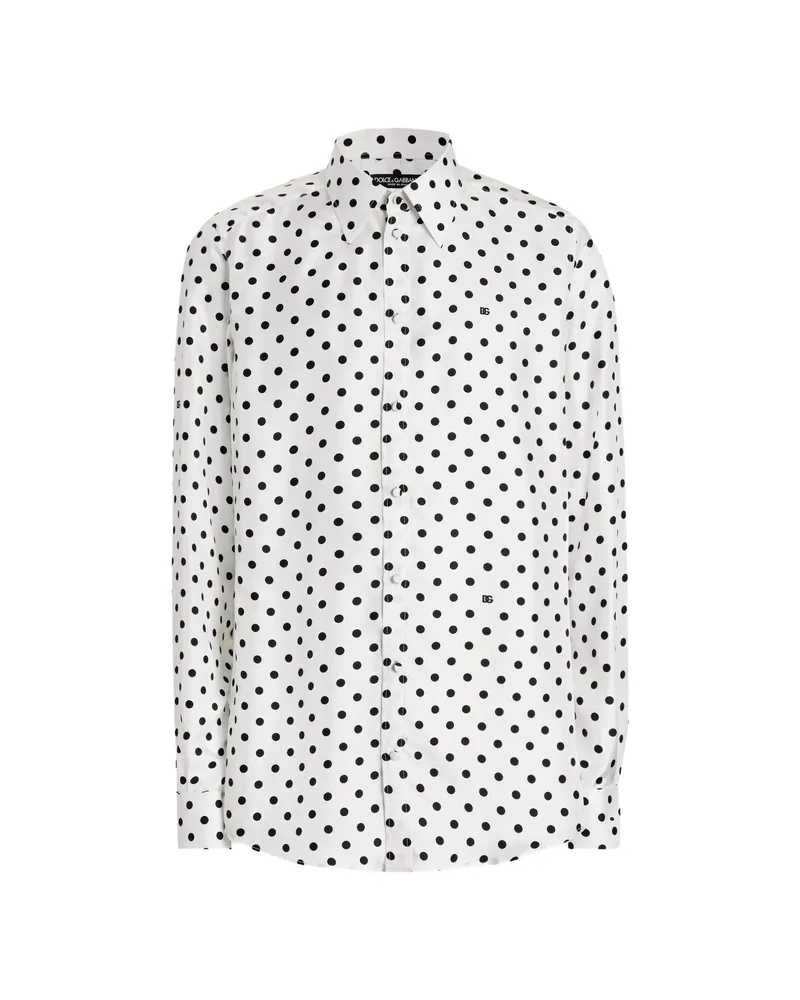 Dolce & Gabbana POLKA DOT-PRINT MARTINI TWILL SHIRT White
