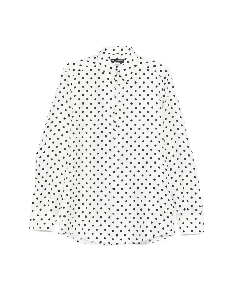 Dolce & Gabbana Long-sleeve Polka-dot Shirt White