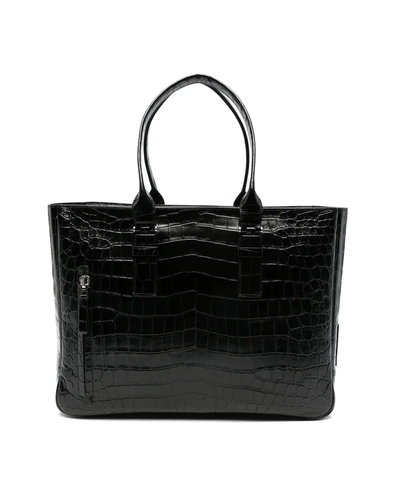 Tom Ford Crocodile-effect Leather Tote Bag Black
