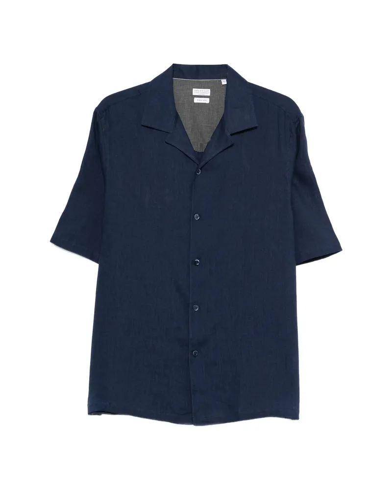 Brunello Cucinelli Buttoned Short-sleeve Shirt Blue